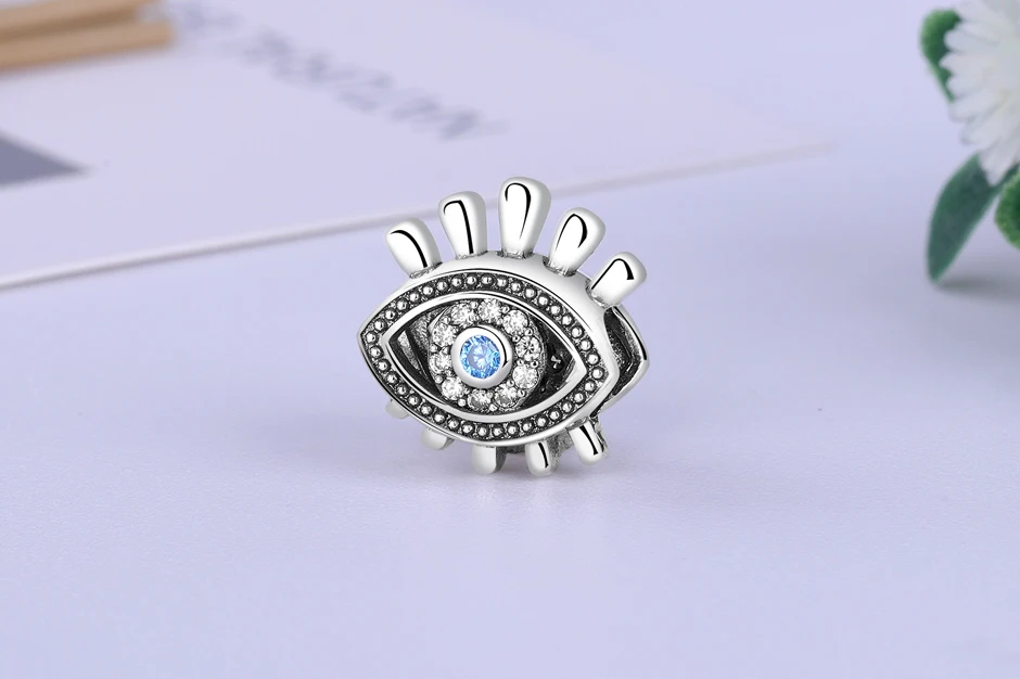 Authentic 925 Sterling Silver Bead Charm Blue Eye Charms Symbol Of Insight Fit Pandora Bracelets Women Diy Jewelry Making
