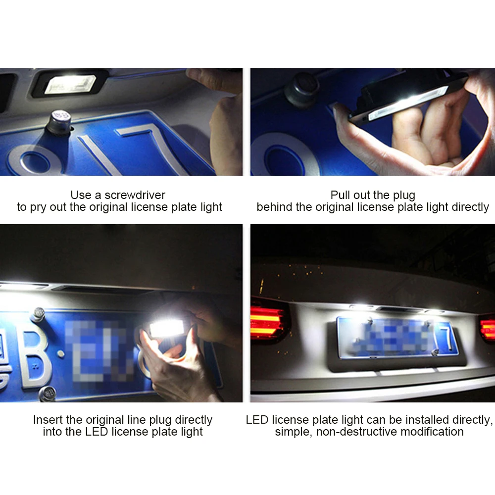 2 шт. Автомобильные светодиодные лампы 24 SMD для подсветки номерного знака Volvo S40 S60