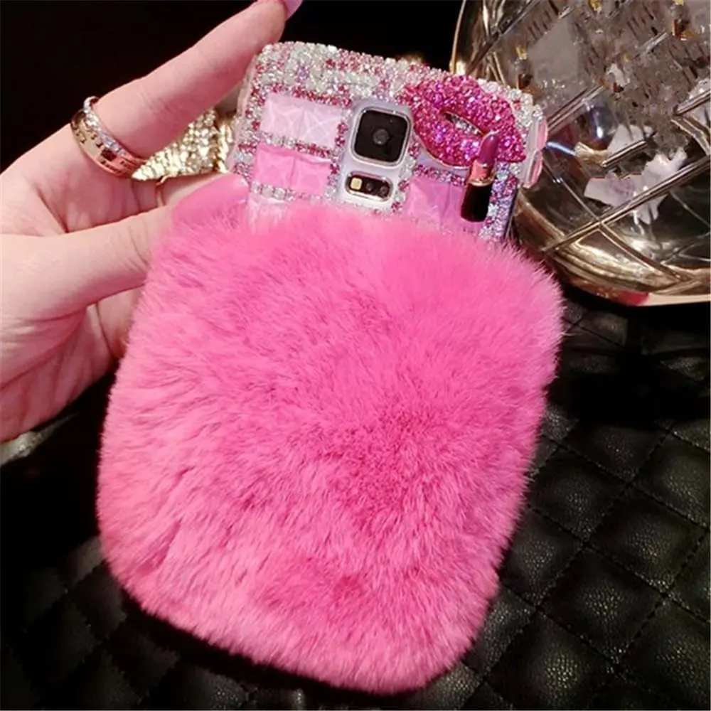 3D Горный Хрусталь Мех Исправлений Телефон Case Для Huawei Ascend Y300/Huawei Y300 Ювелирные