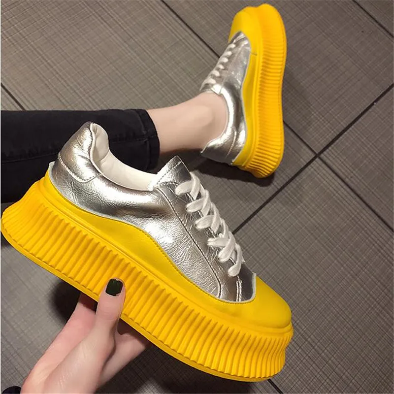 2019 г. весенние женские туфли на плоской подошве кроссовки платформе 6 см лоферы