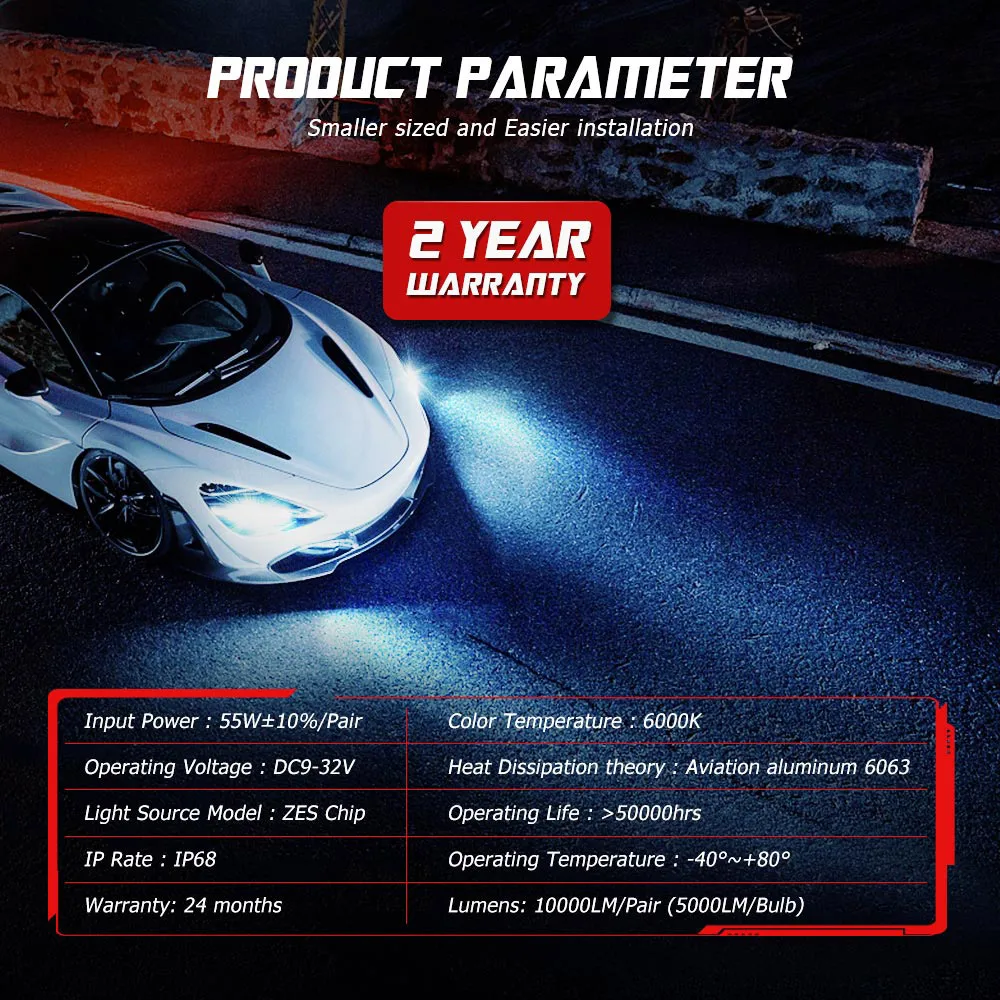 Светодиодные Автомобильные фары NOVSIGHT пыленепроницаемые 2 шт. 10000LM H8 H11 H4 H7 HB3 9005 HB4