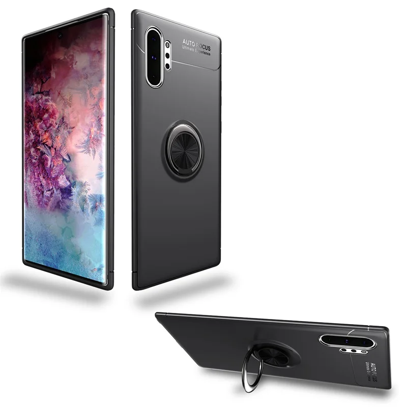 Чехол для samsung Galaxy Note 10 Pro, роскошный держатель с кольцом, мягкий матовый Силиконовый чехол для samsung Galaxy Note 10, чехол