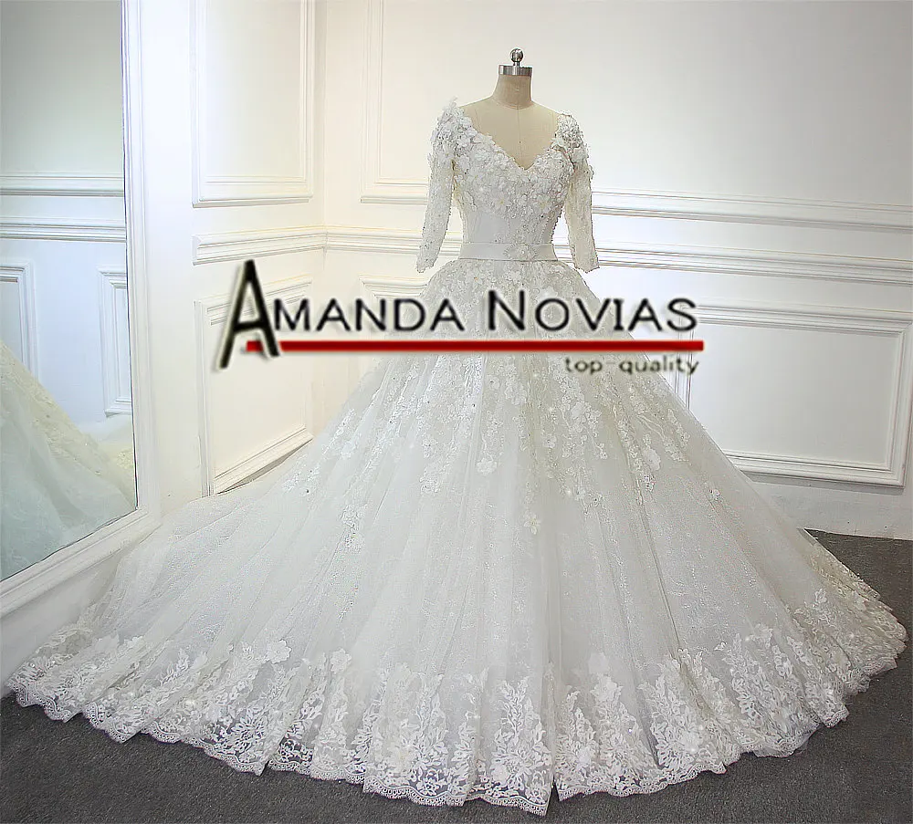 High Quality Actual Photos Arabic Luxury Long Train Wedding Dresses 2017 With Half Sleeves | Свадьбы и торжества