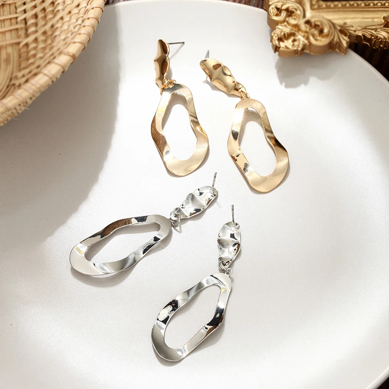 Металлические серьги золотого цвета 2019 женские неправильной формы Модная