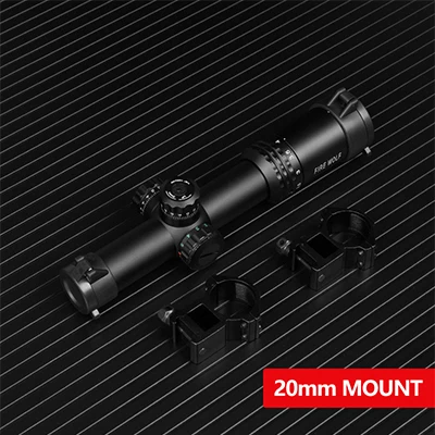 FIRE WOLF 1-4X24E оптические Прицелы Охотничьи красные точечные прицелы компактный прицел с подсветкой сетка w/крепления для AR15 AK - Цвет: 20mm mount