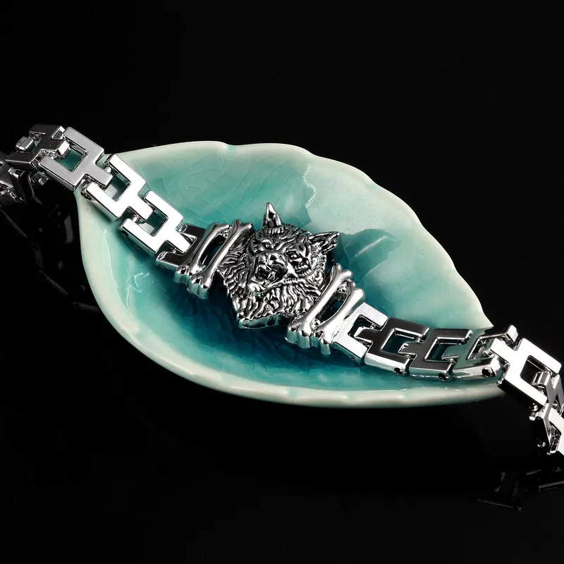 Мужские браслеты мужские ювелирные изделия мужской браслет с головой волка из