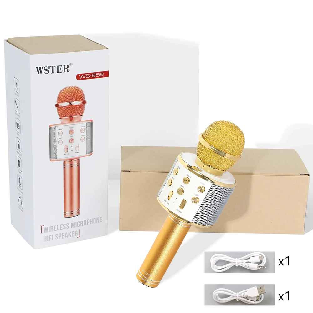 Испания сток WSTER WS-858 беспроводной Bluetooth Караоке ручной микрофон динамик мини домашний телефон караоке машина быстрая