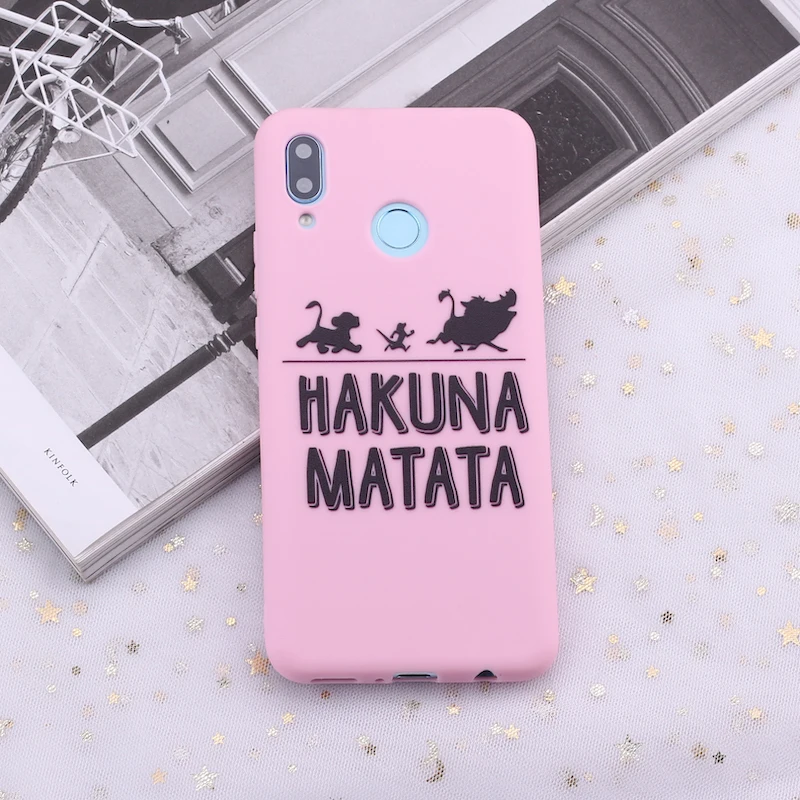 Pink Для samsung S8 S9 S10 S10e Plus, Note 8, 9, 10, A7 A8 Акуна Матата Король Лев матовый Силиконовый чехол для телефона Капа Fundas Coque - Цвет: Pink