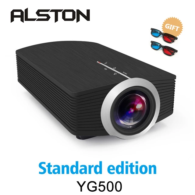 YG500 ALSTON YG500 обновленный YG510 мини-проектор 1080P 1800 люмен портативный ЖК-светодиодный проектор домашний кинотеатр USB HDMI 3D проектор бас-динамик - Цвет: YG500