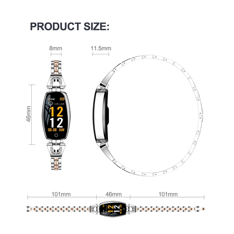 ABGN Hot-H8 women smart wristband Fitness bracelet Heart Rate Monitor blood pressure oxygen band best gift for Lad | Электроника