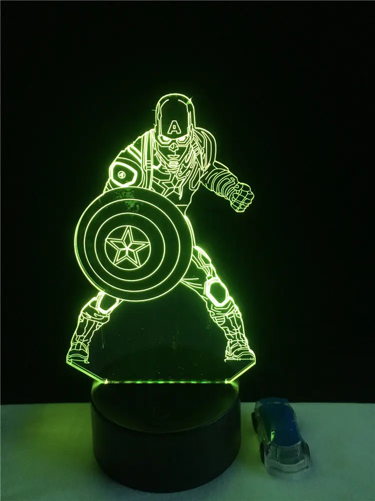 Спать lights rgb Капитан Америка рисунок 3D акриловые ночь с подсветкой 7 цветов