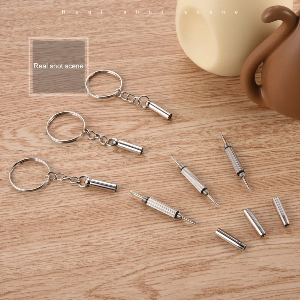 100pcs/pack 3 in 1 Eyeglass Screwdriver Sunglass Glasses Watch Repair Tool Kit with Keychain Portable Wholesale | Инструменты
