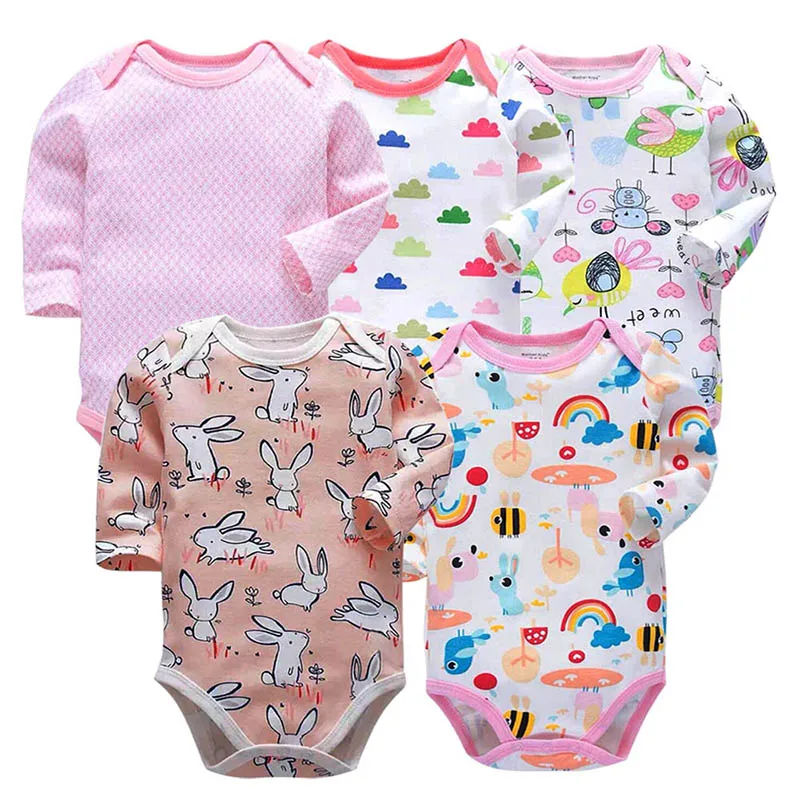 

5piece/lot Tender Babiesnewborn bodysuit baby babies bebes clothes long sleeve cotton printing infant clothing 0-24 Months
