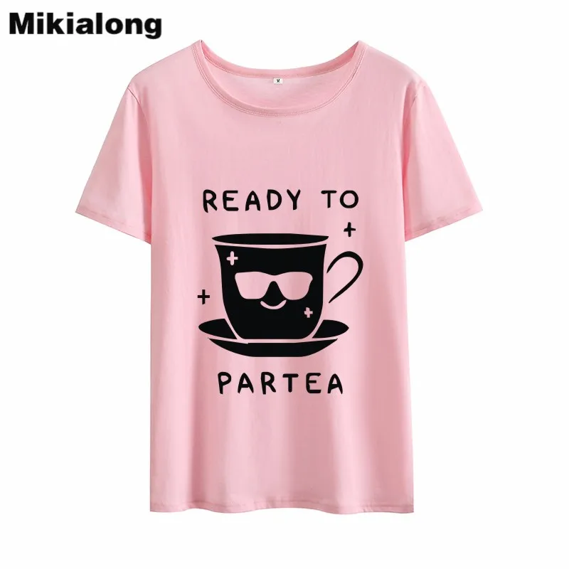 Mrs win READY TO PARTEA милые футболки с рисунком чайной чашки женские Забавные круглым