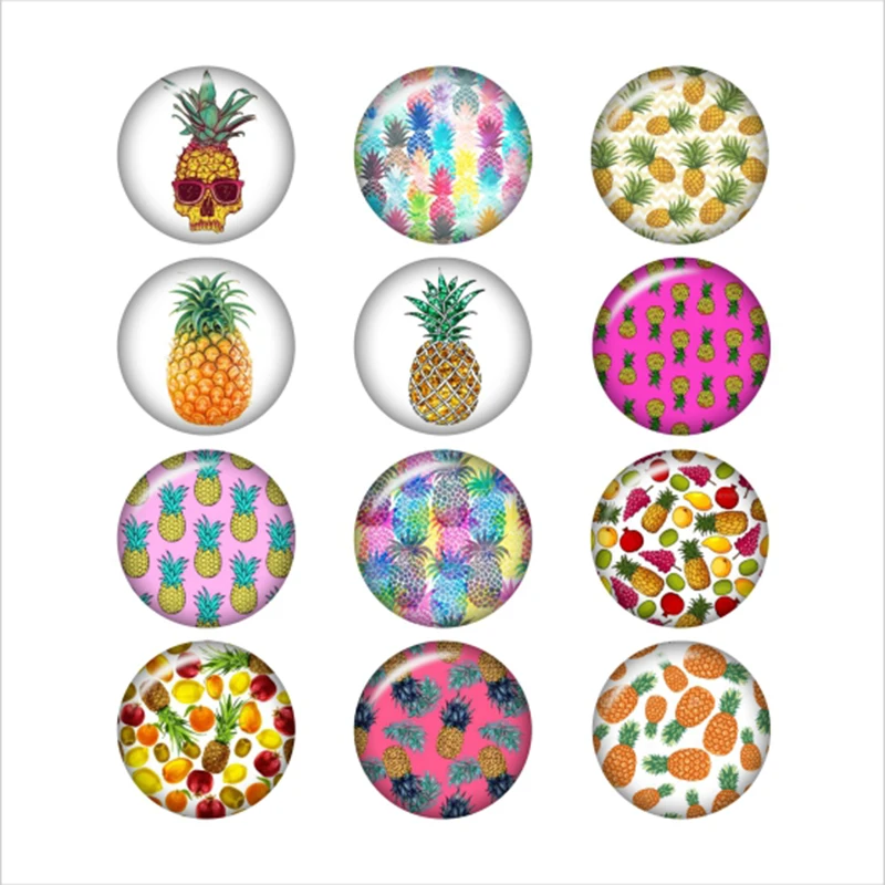 

Mixed Glass Snap Button Jewelry Pineapple For DIY 18MM Button Snap Bracelet Necklace Jewelry