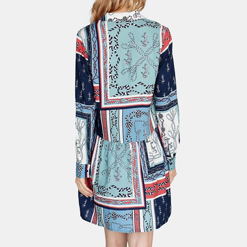 Женское платье трапеция с длинным рукавом Wonder Spring винтажное мини принтом в виде