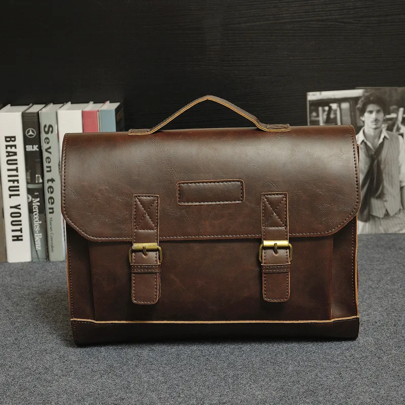 YULYYE New High Quality Business Leather Bag Men Briefcase Men's Messenger Bags 14&quot Laptop Luxury Lawyer Handbag |