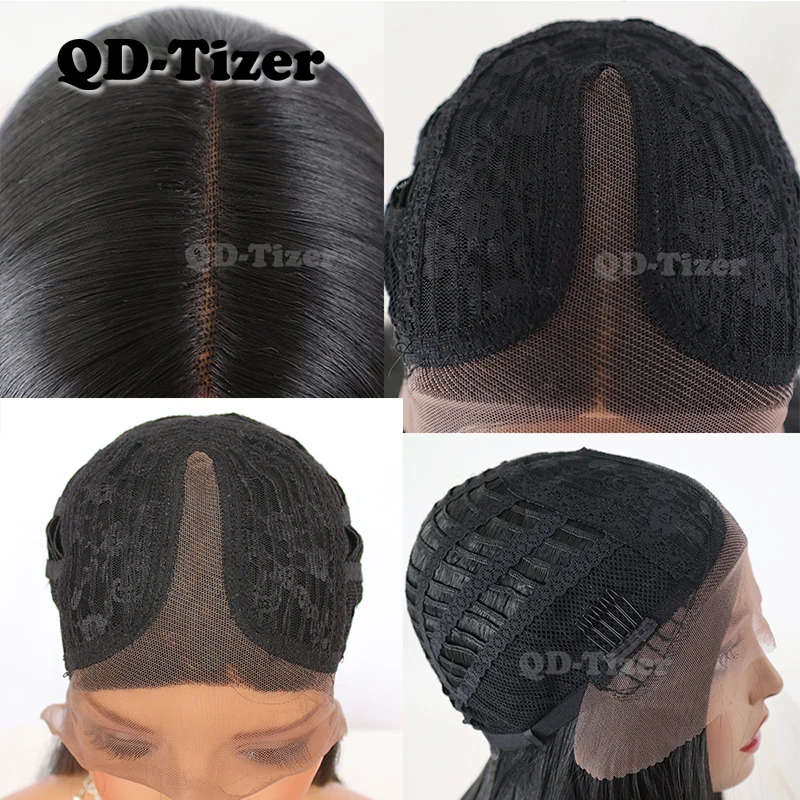 

QD-Tizer Short BOB Lace Front Wigs Black Color Heat Resistant Synthetic Lace Front Wig Glueless Lace Wigs For Women