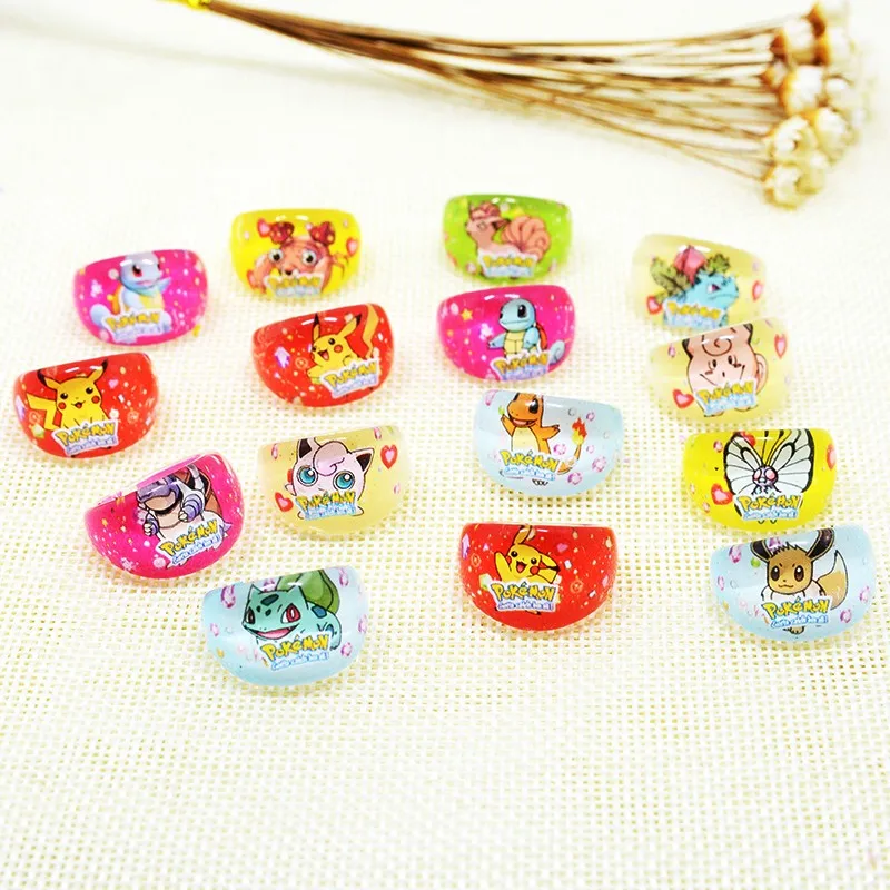 Кольца для мальчиков и девочек акриловые кольца с рисунками Pokemon Go розничная