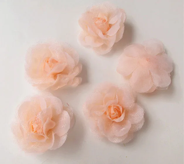 Искусственные головки цветов маленькая чайная роза с шифоновой пряжи