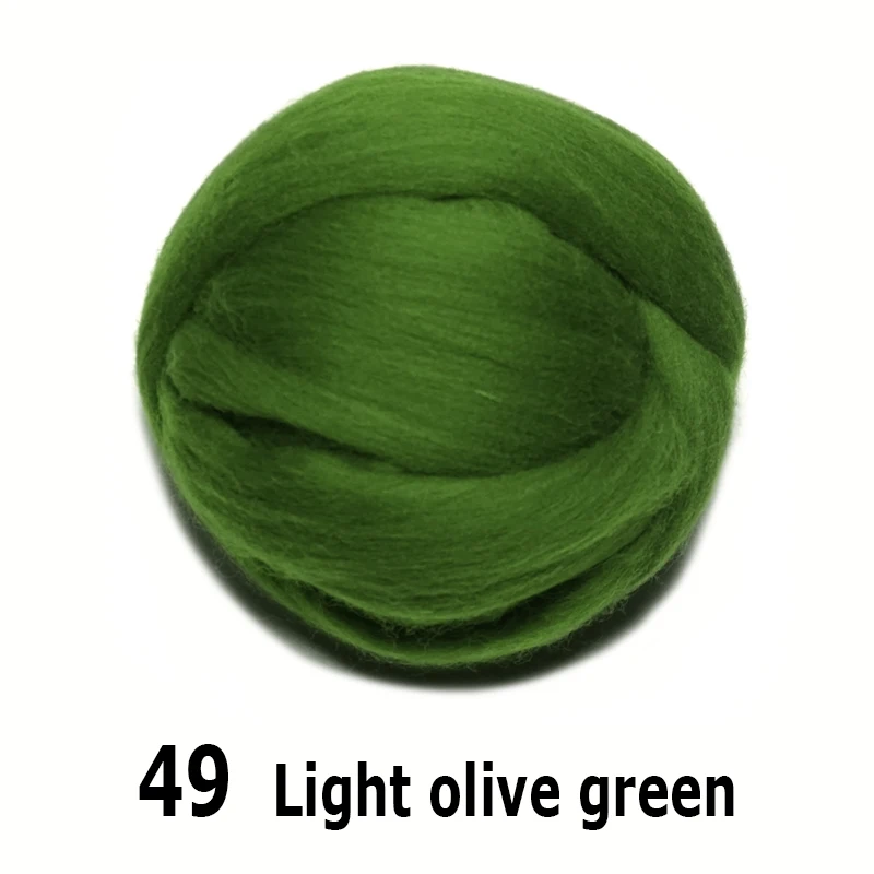 

Free shipping handmade Wool Felt for felting 50g Light OliveGreen Perfect in Needle Felt 49#