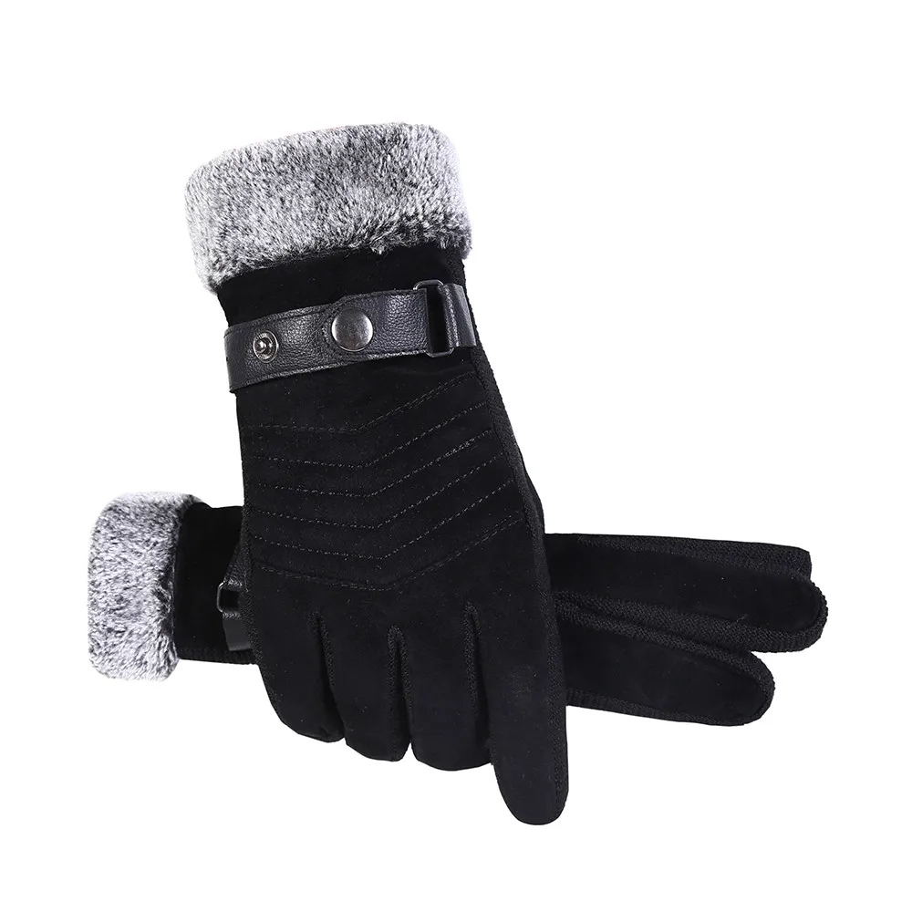 Men's Windproof Waterproof Bicycle Pigskin Slip Plus Velvet Thickening Gloves Fashion Accessories Outdoor Cycling #3N08 | Спорт и