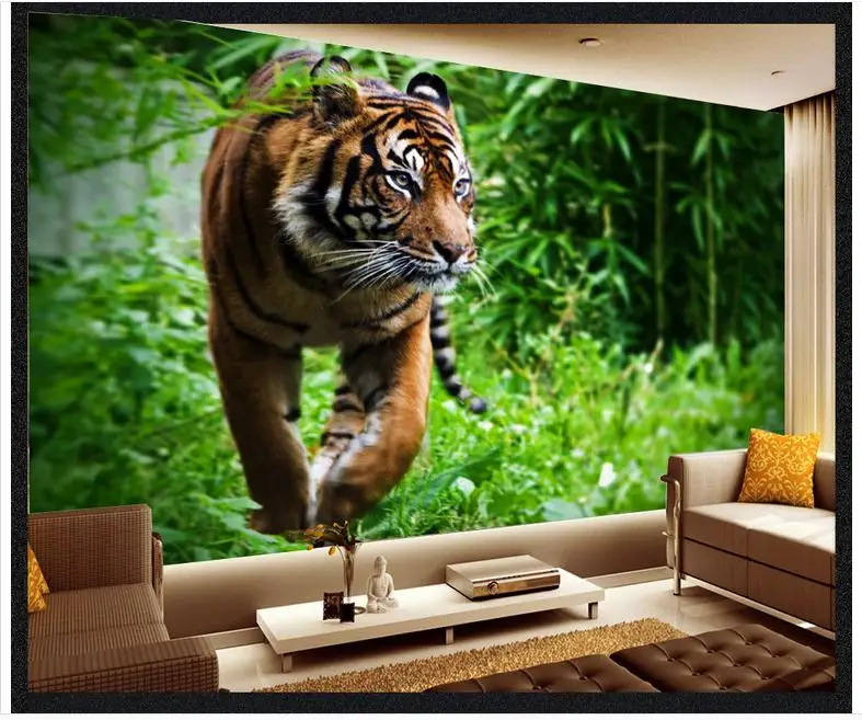 3D фото обои на заказ 3d стена Настенные фотообои Hd 3 d f Тигр фон для гостиной