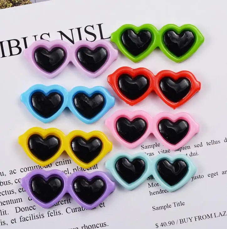 10 шт./лот плоская задняя смола в форме сердца очки Кабошоны Смола Сделай Сам банты