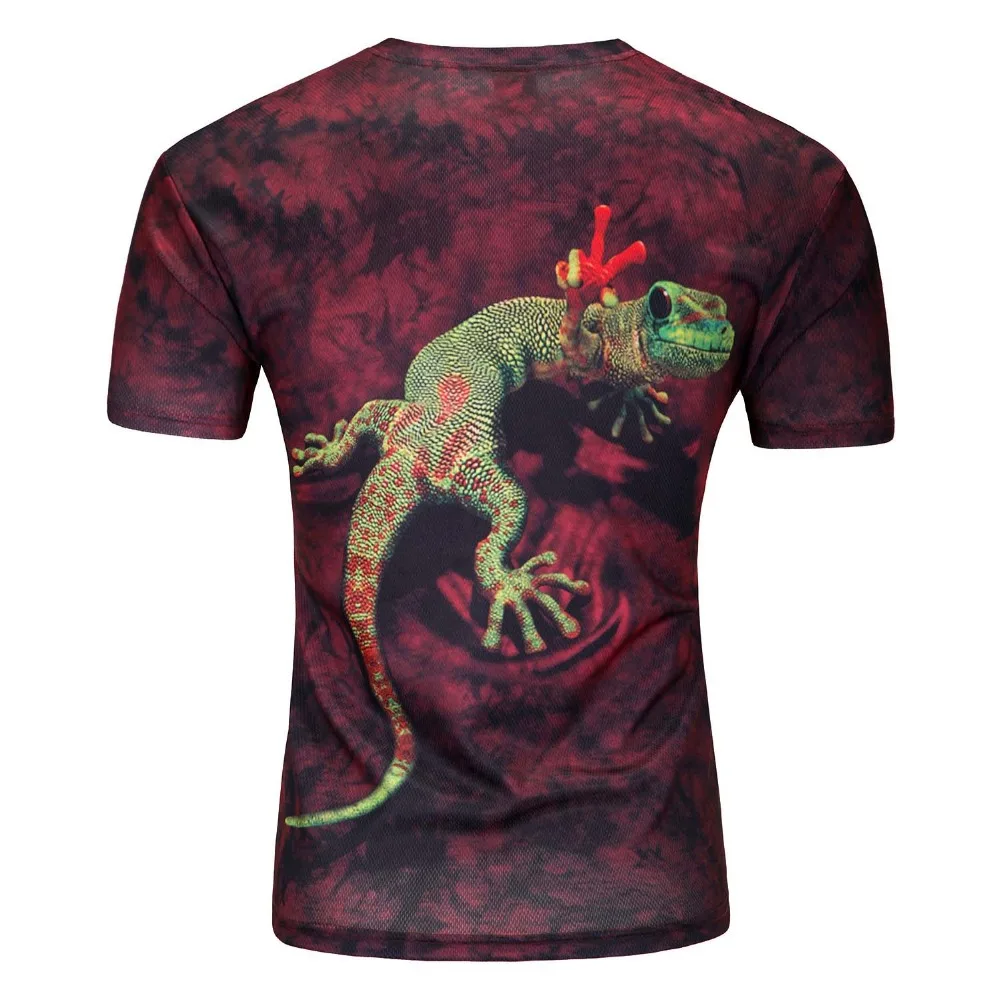 2019 Новая Мужская модная 3d футболка с изображением животных ящерица принтом