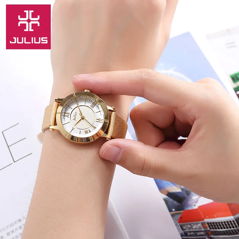 

Julius Lady Women's Watch Japan Quartz Hours Fine Fashion Clock Dress Bracelet Leather Retro Simple Girl Birthday Gift Box 789
