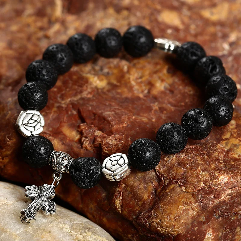 Стиль выбора: натуральная лава черный кристалл оникс тигровый глаз браслет с