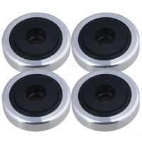 yibuy 40x12mm silver aluminum plastic speaker isolation feet pad stand for audio speakers amplifier cd player pack of 4