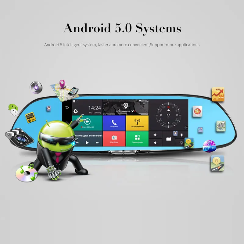 Jiluxing 7 &quotAndroid 5 0 зеркало заднего вида 1080P Автомобильный видеорегистратор 3G GPS
