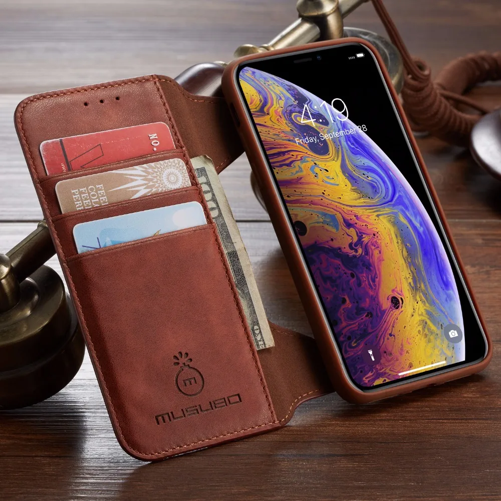 Для iPhone XS чехол для MAX XR PU кожаный съемный кошелек Магнитный Флип кейс карт X 8 7 6