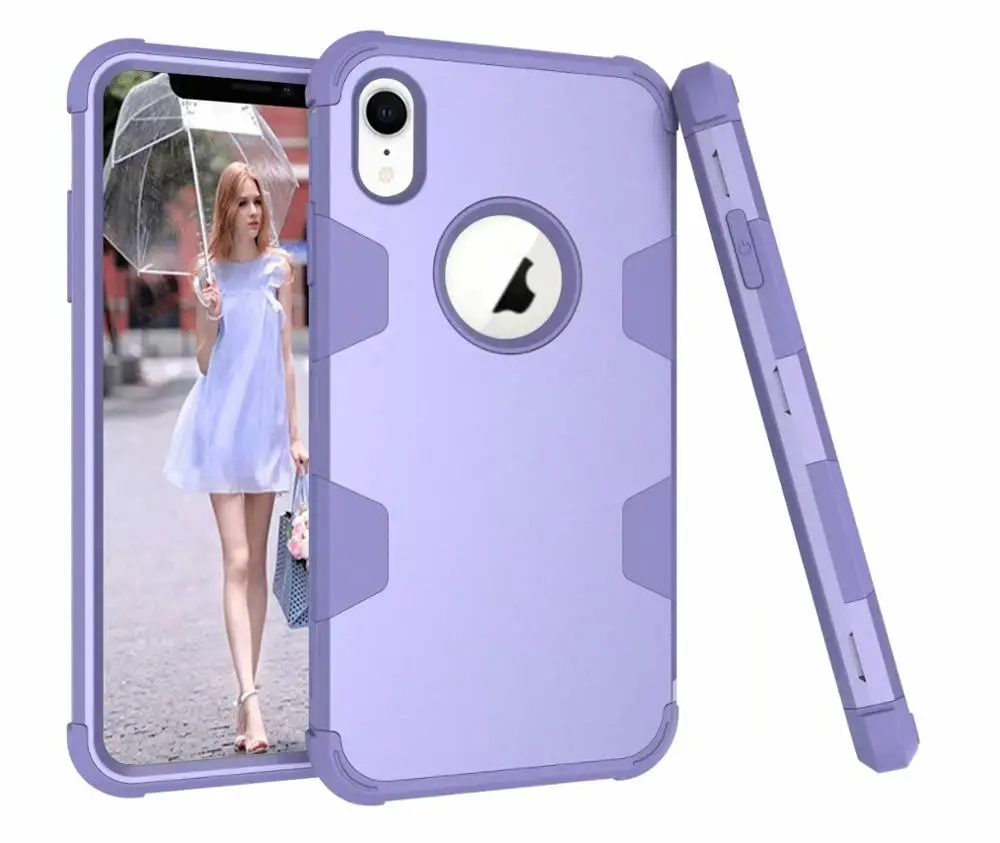 Purple 360 градусов Полная защита чехол для iPhone 8 8 Plus X 7 6 6S противоударный чехол Гибридный бронированный чехол для телефона s для iPhone XS MAX XR - Цвет: Purple