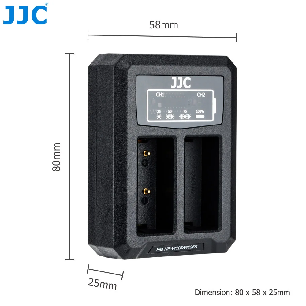 JJC USB Dual Батарея Зарядное устройство для цифровой фотокамеры Fuji Fujifilm NP-W126 NP-W126S XT3 X100F X-Pro2 X-Pro1 XT2 XT1 XT30 XT20 XT10 заменяет BC-W126