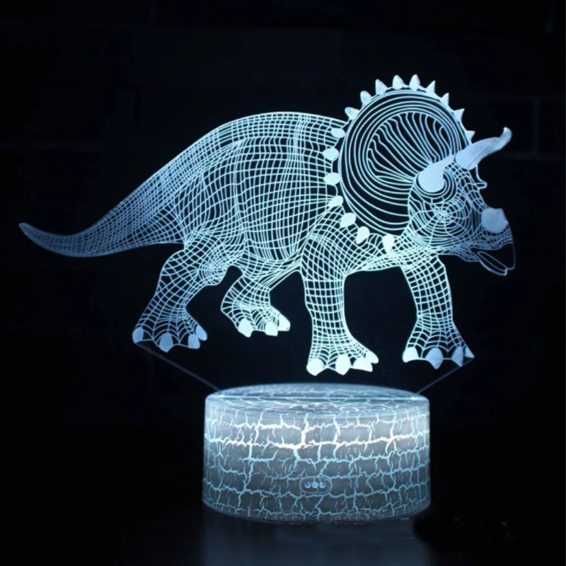 Triceratops 2 Динозавр тема mark 3D лампу игра светодиодный Ночной светильник 7 цветов изменить сенсорный светильник настроения; Прямая поставка - Испускаемый цвет: Triceratops 2
