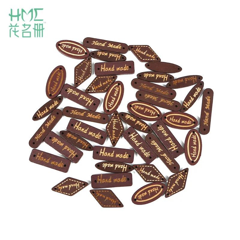 Смешанные формы 50 шт./лот "Hand Made" буквы пуговицы из натурального дерева бирки для одежды декор Скрапбукинг домашнее ремесло DIY Швейные аксессуары