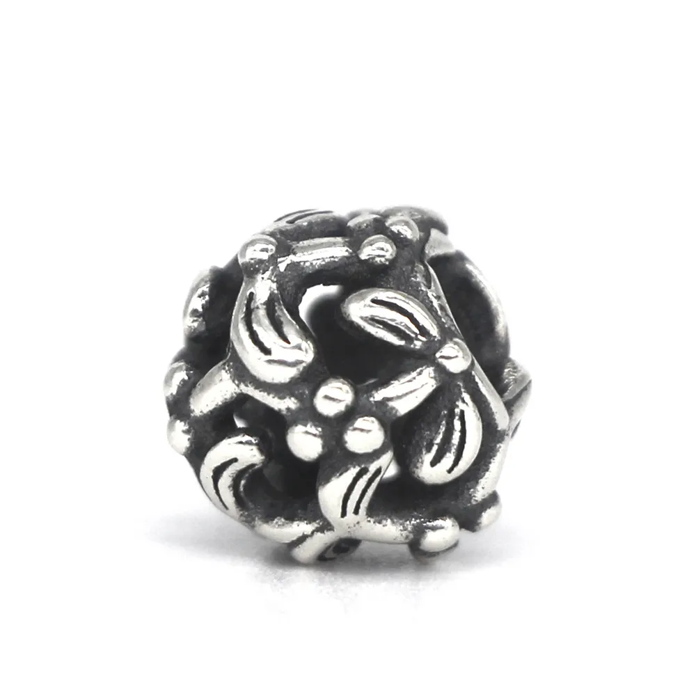 Mistletoe Genuine 925 Sterling Silver Charm Bead Fit European Troll 3.0mm Bracelet Jewelry | Украшения и аксессуары