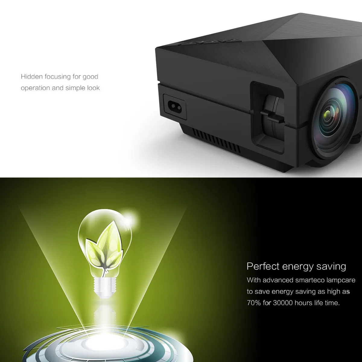 LEORY GM60 Мини Портативный Full HD 1080P ЖК-проектор 1000LM светодиодный домашний кинотеатр разрешение 800x480 пикселей