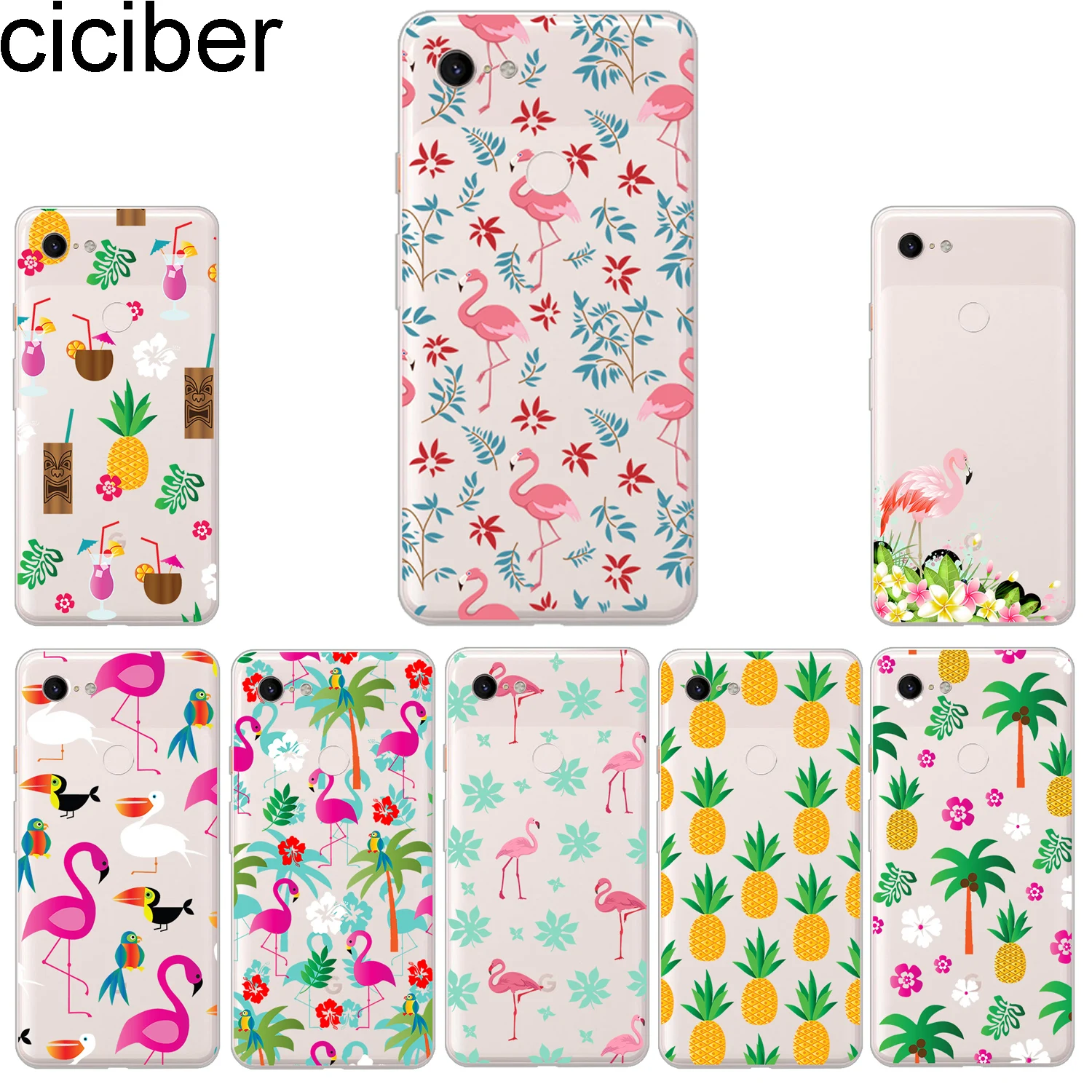 ciciber New Fashion Phone Cases For Google Pixel 3 2 XL Case Soft TPU Back Cover for 3XL 2XL Flamingo Pineapple Funda |