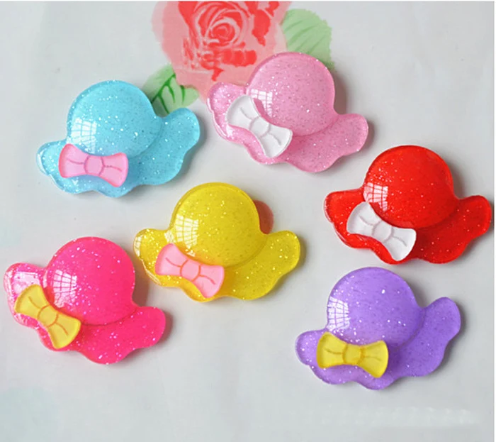 

100pcs Resin Flatback Cap Hot Bow For Scrapbooking Craft Hair Clip Decoration