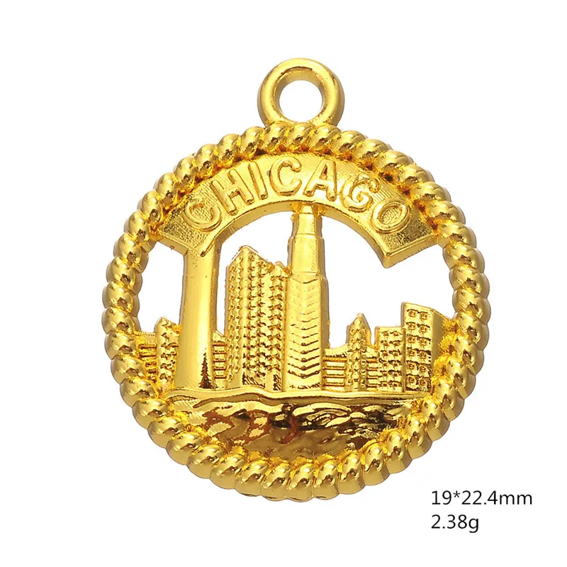 Teamer Fashion 10 шт./лот металлические подвески из цинкового сплава Чикаго Сити для