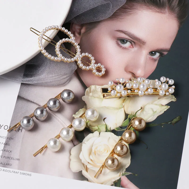 FASHIONSNOOPS корейские женские металлические заколки для волос с искусственным