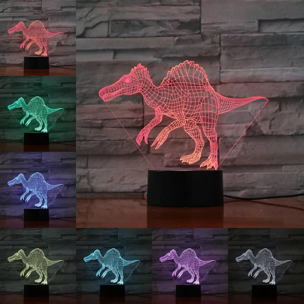 

Гигантспинозавр 3D лампа Иллюзия ночсветильник Светодиодная лампа USB RGB многоцветный сенсорный пульт дистанционного управления Рождествен...