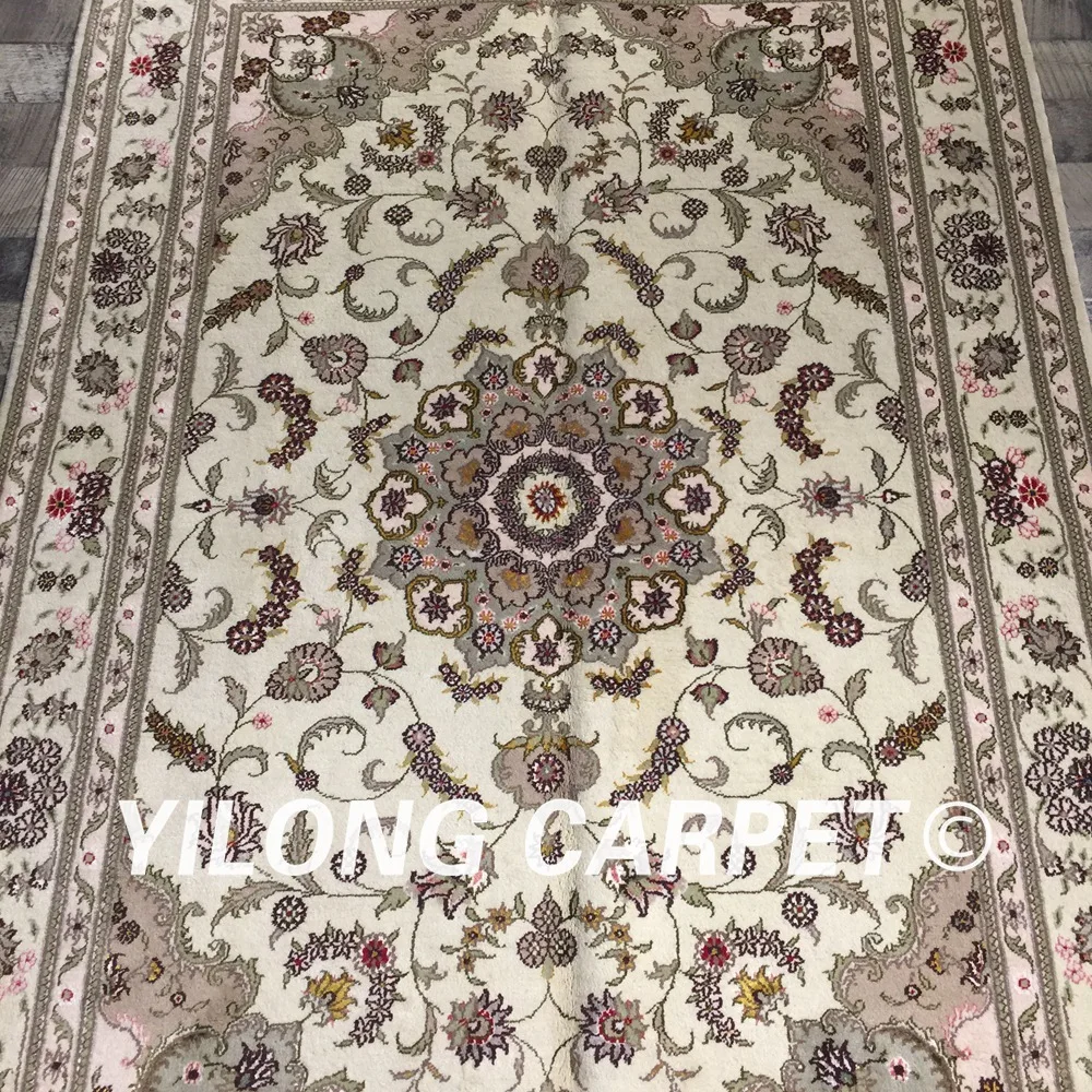 Yilong 4 'x 6' зеленый традиционный шерстяной шелковый ковер тонкий мягкий