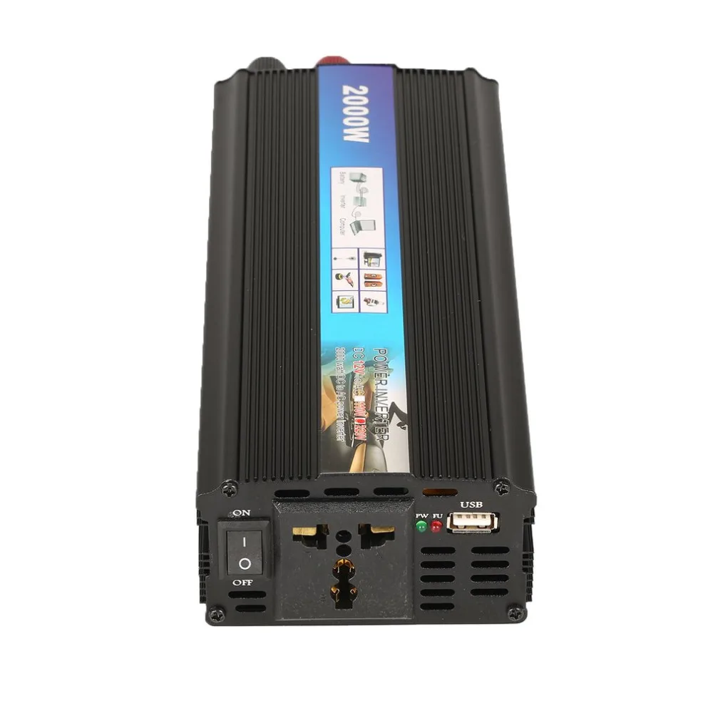 2000 Вт инвертор Авто DC 12 В к AC 220 USB зарядное устройство адаптер солнечная розетка