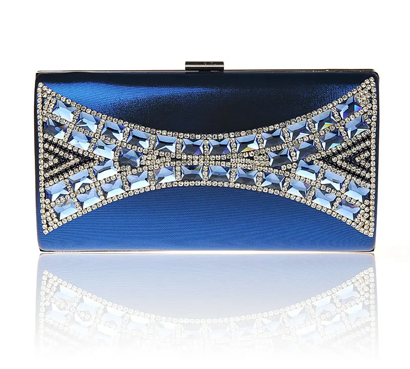 2016 Высококачественная Синяя Женская Свадебная вечерняя сумочка с цирконом клатч