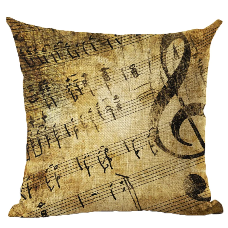 Наволочка для подушки Music Note хлопковая льняная Подушка 45*45 см домашнего дивана