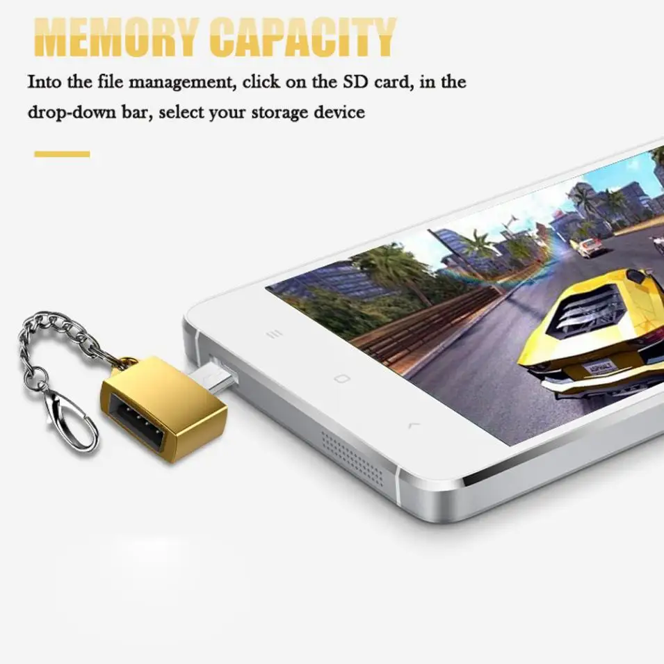 Металлический Micro USB папа к 2 0 Женский Адаптер конвертера OTG с брелоком Аксессуары